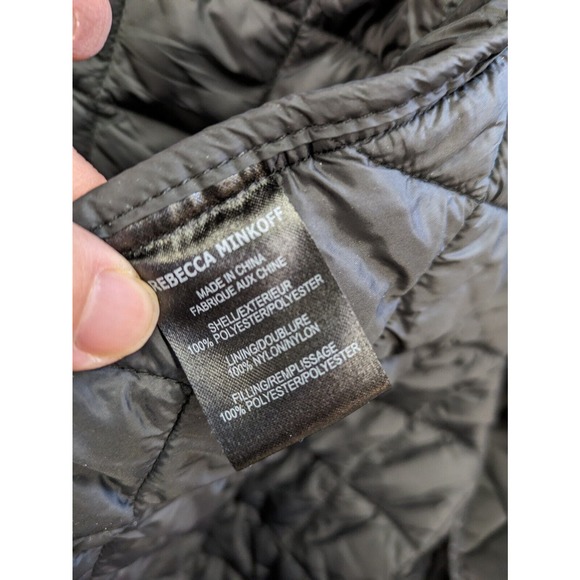 NWOT Rebecca Minkoff Double Breasted Quilted Long Black Duster Coat Large - Picture 11 of 12